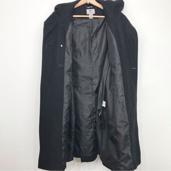 Worthington Black Wool Blend Button Up Trench Coat - Picture 10 of 16